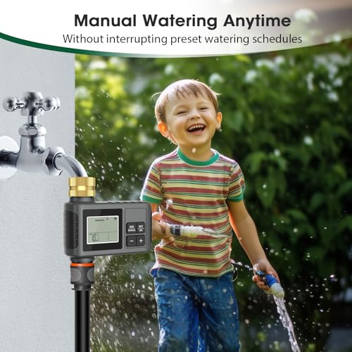 Detalle de RIOGOO Timer per rubinetto da giardino esterno: controllo intelligente dell’irrigazione con ritardo pioggia