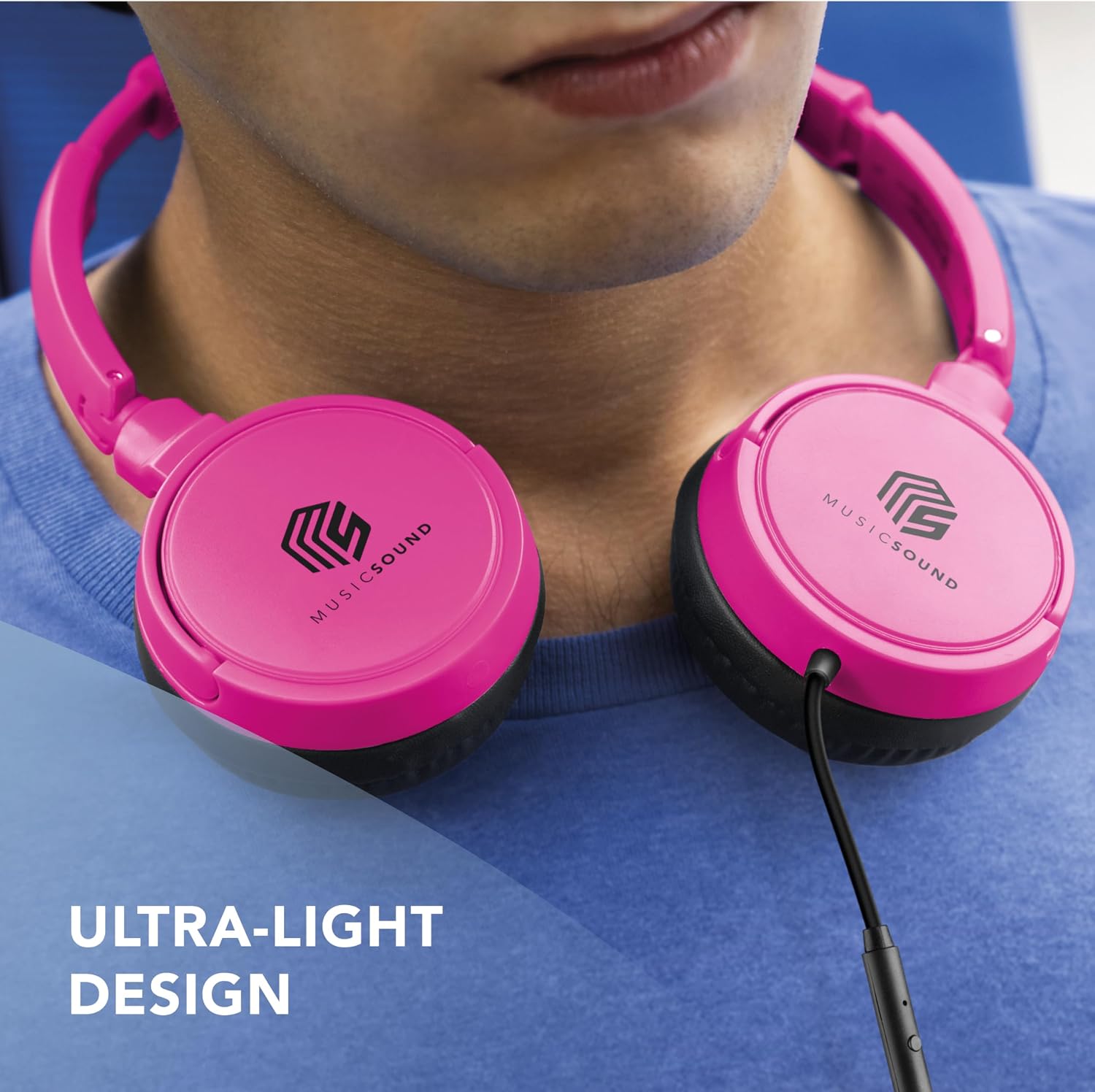 Thumbnail 5 de Music Sound Headband Basic: cuffie on-ear pieghevoli con microfono e jack 3.5 mm, rosa