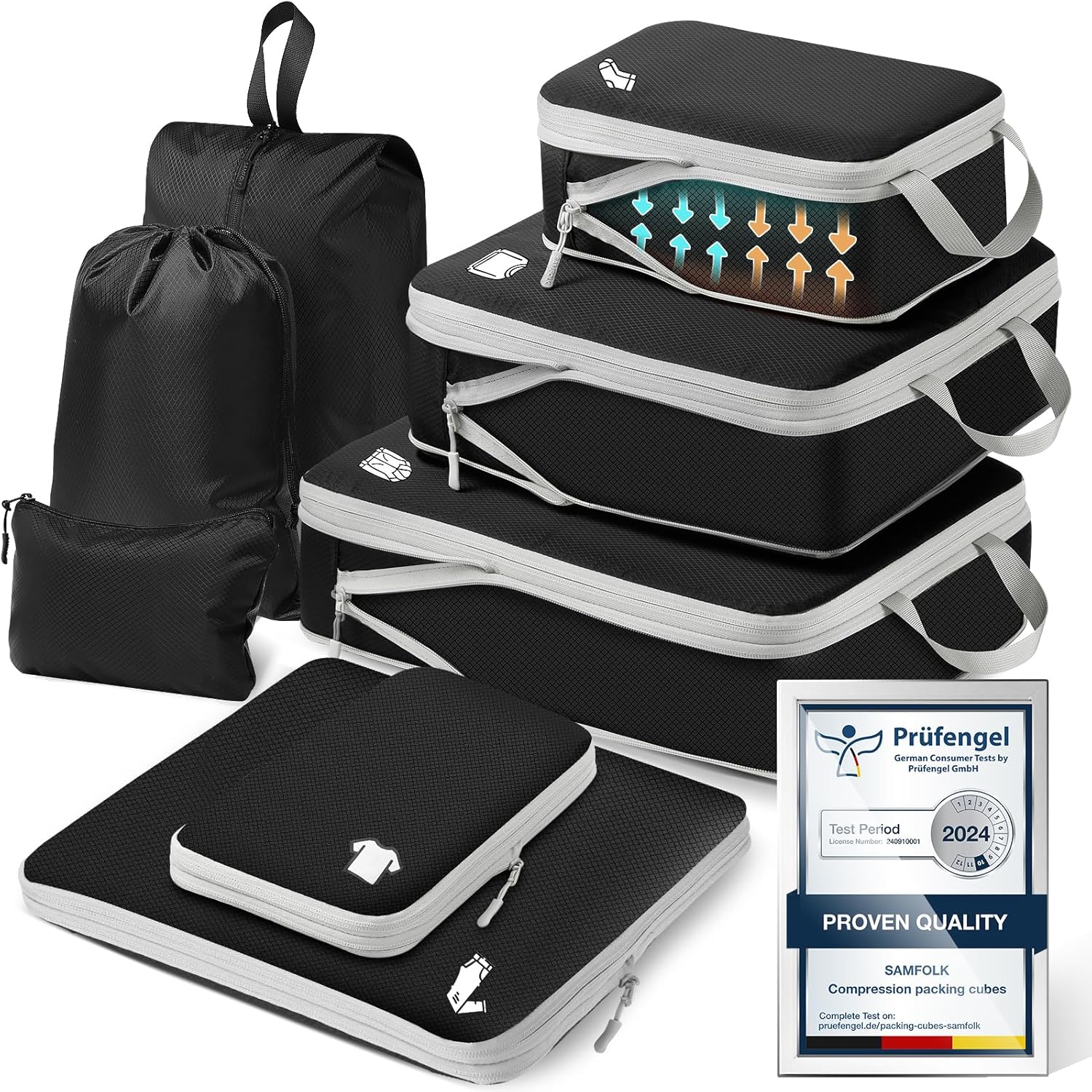 Detalle de Samfolk Compression Packing Cubes – Extensible organiser bags