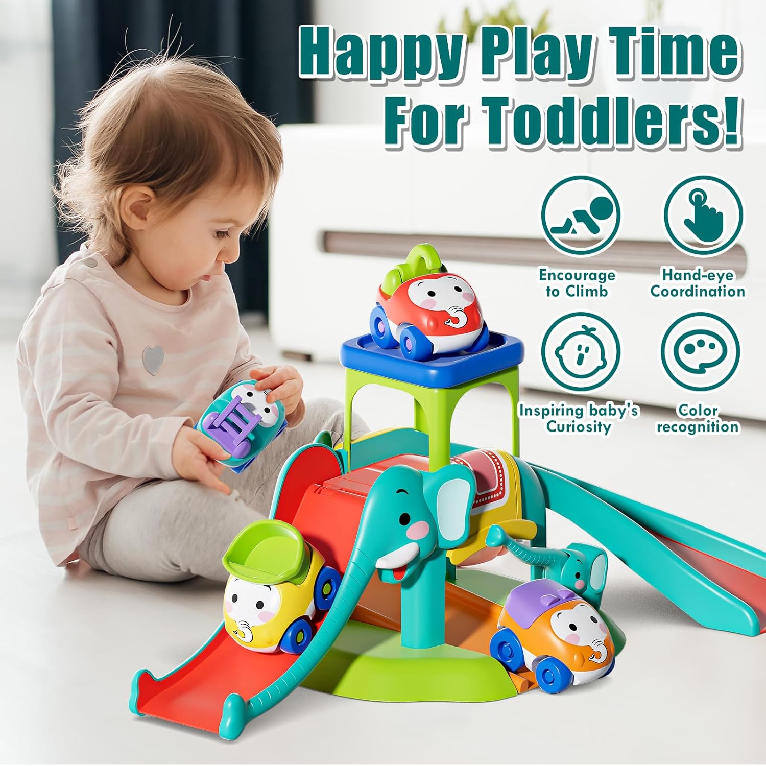 Detalle 2 de Lehoo Castle Elephant Cars toys for 1 year olds