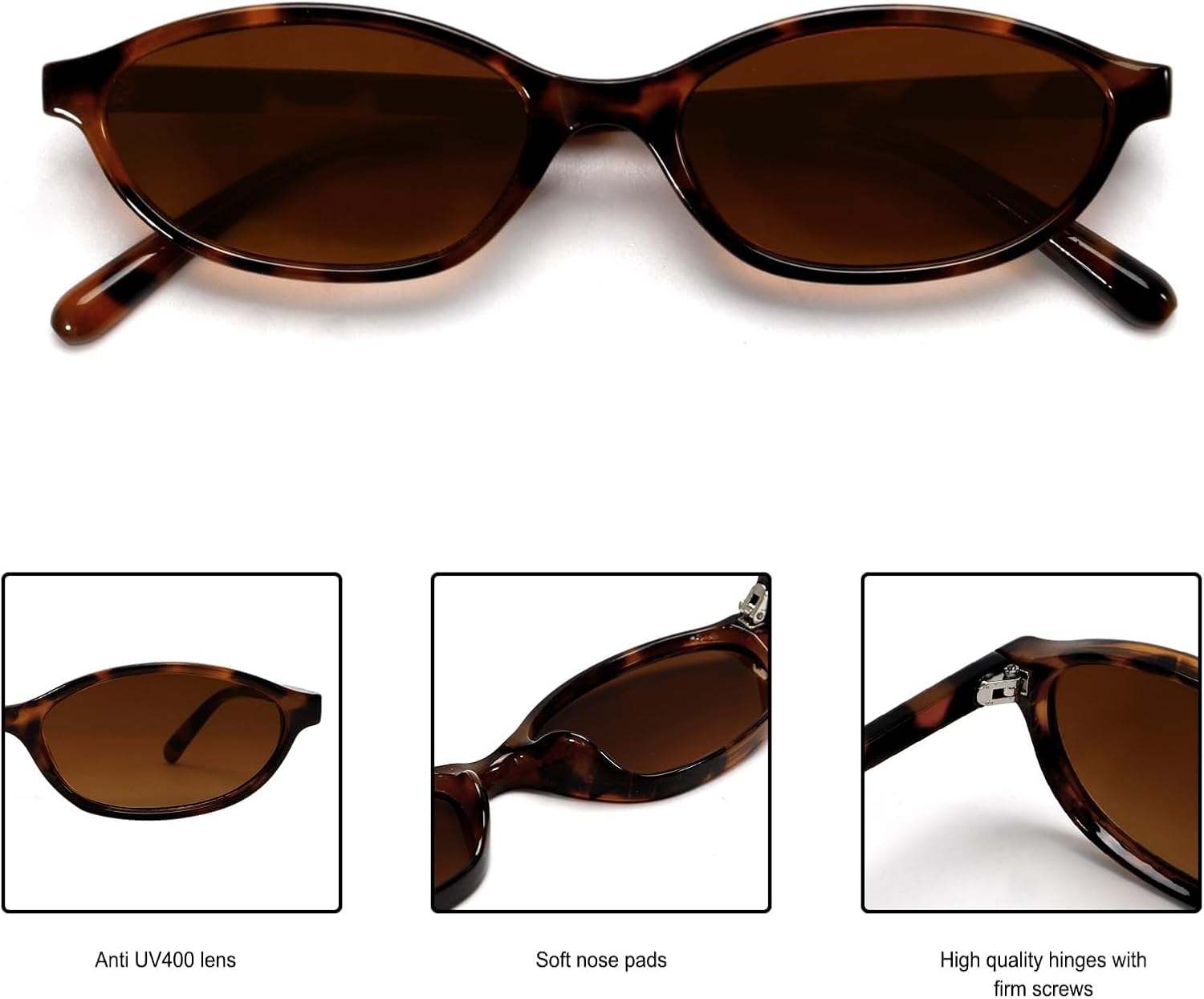 Detalle de GUVIVI Retro Oval Sunglasses for Women – Lightweight Cat Eye 90s Shades