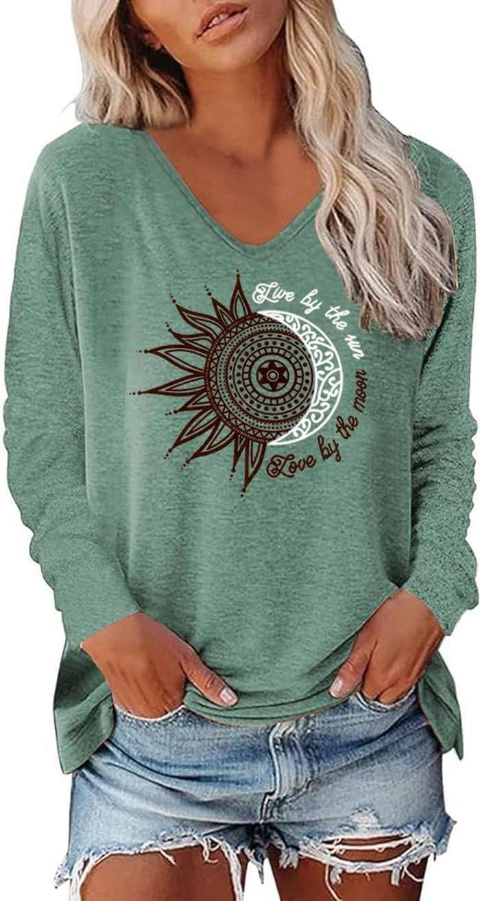 Thumbnail 5 de Teesho Tshirt Damen Langarm V‑Ausschnitt Baumwollmix