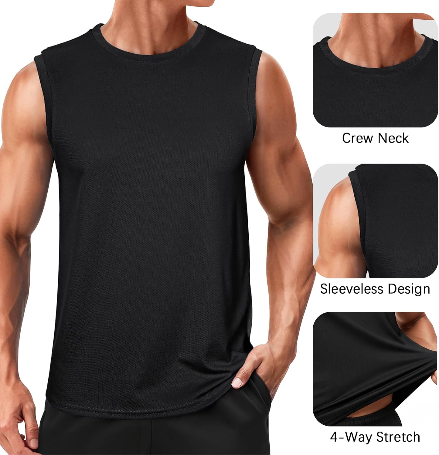 Detalle de Wayleb Canotta Uomo Traspirante Senza Maniche – Comfort e Prestazioni per Allenamento e Outdoor