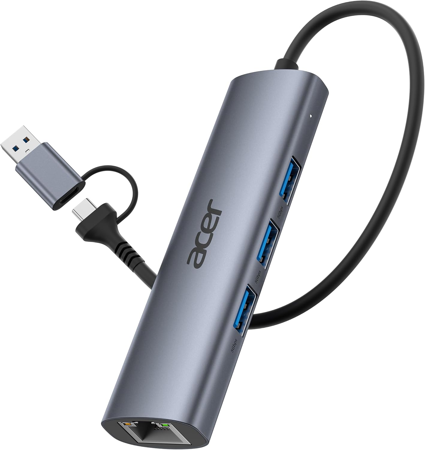 Acer USB-C Ethernet Adapter & USB Hub with 3x USB 3.0 Ports and 1Gbps RJ45