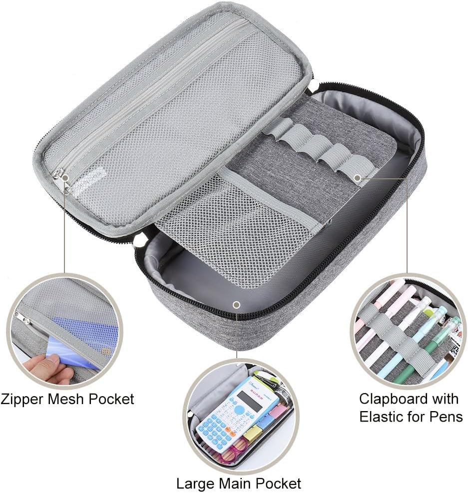 Detalle de Large Capacity Pencil Case / Big Pencil Bag with Oxford Fabric, Mesh Pockets & Elastic Slots