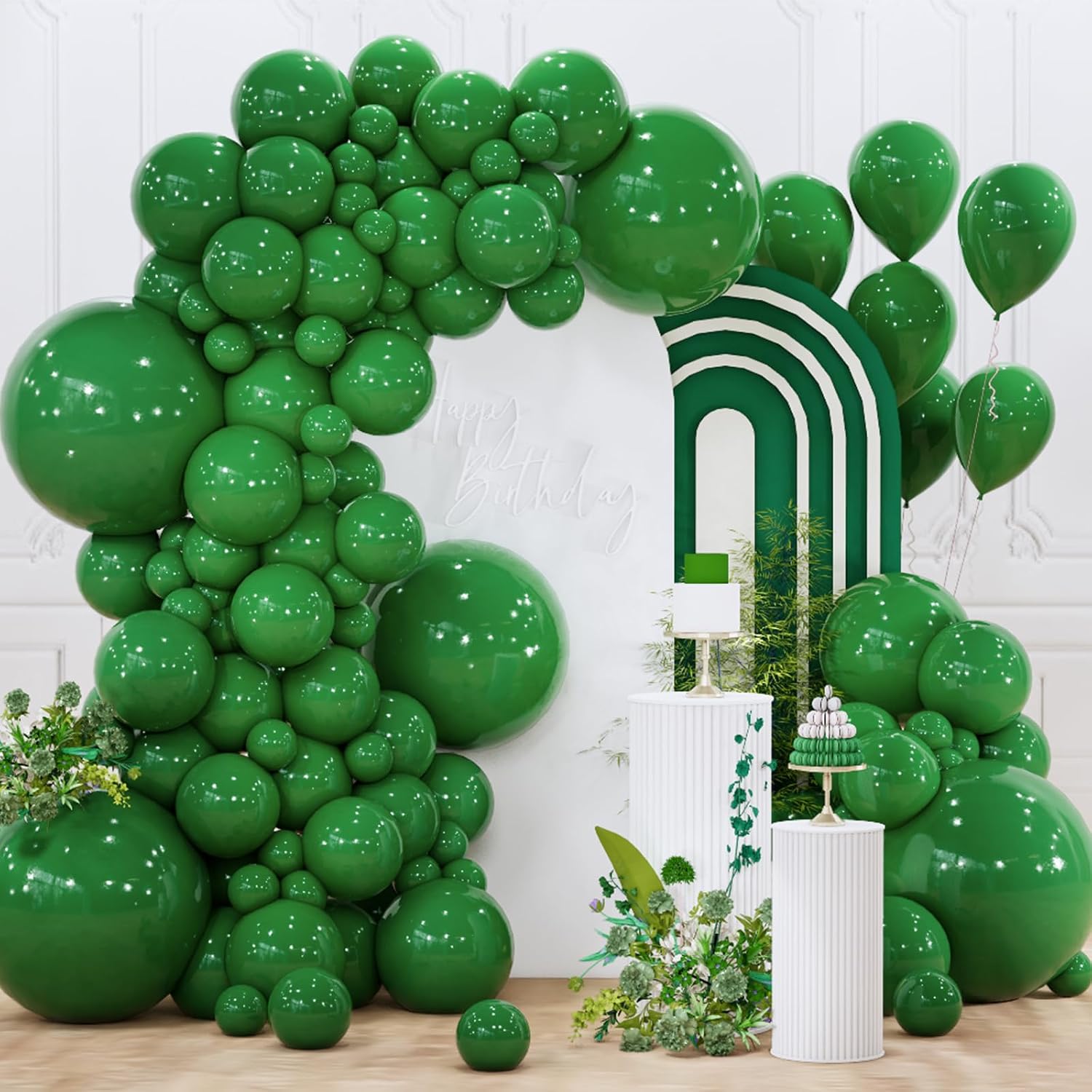 Detalle de PartyWoo Dark Green Balloons 145pcs Balloon Kit ๐