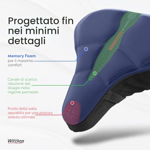 Detalle de Wittkop Cuscino per sella da bici con memory foam a 3 zone – comfort ergonomico