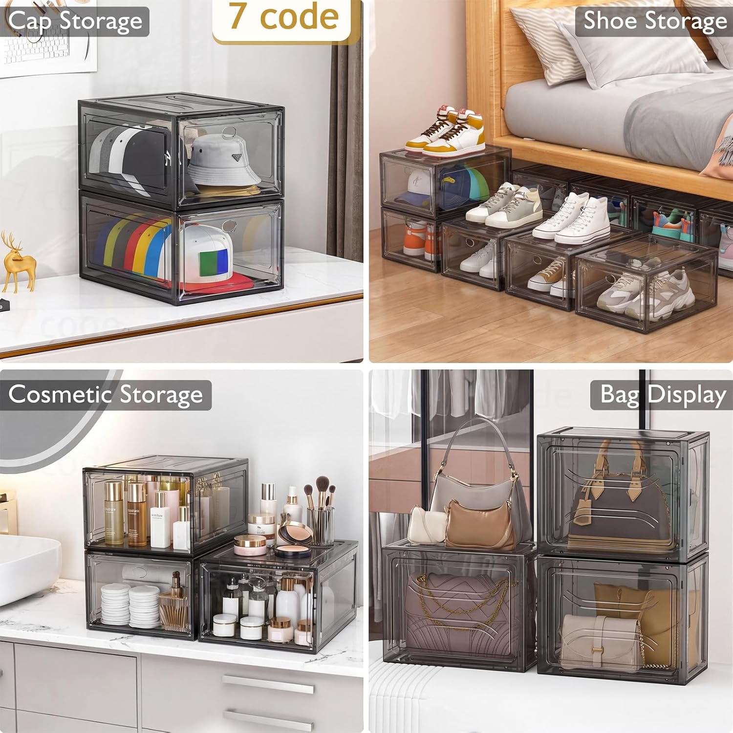 Thumbnail 4 de 7 code Thicken & Sturdy Clear Shoe Storage Organizer 6-pack