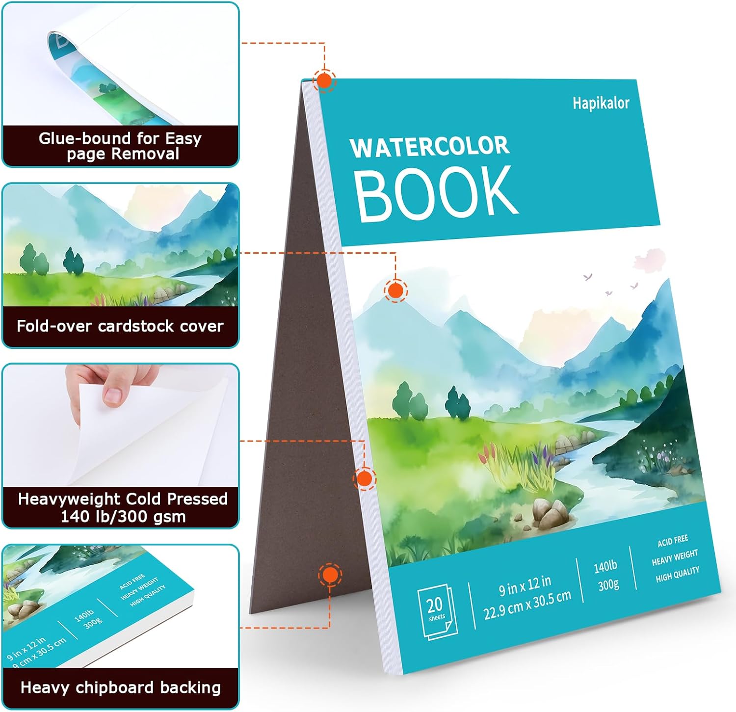 Thumbnail 6 de Hapikalor Watercolor Paper Pad 9x12 🎨