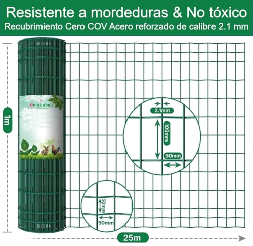 Detalle 2 de Amagabeli Malla de Alambre PVC 1x25m para Jardín