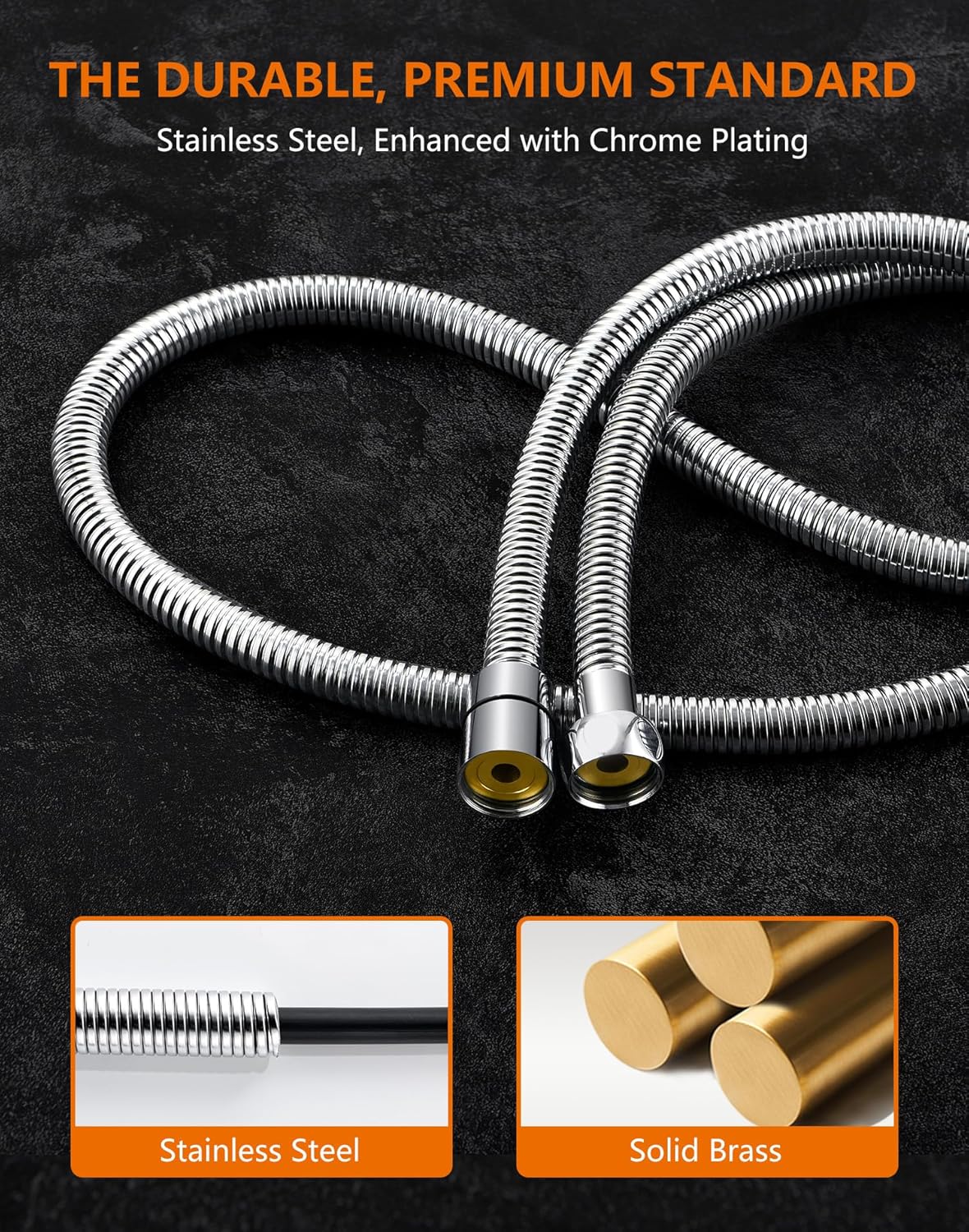 Thumbnail 3 de GRIFEMA 3m Shower Hose G851-30: Anti-Kink, Leakproof, Stainless Steel with Brass Connectors