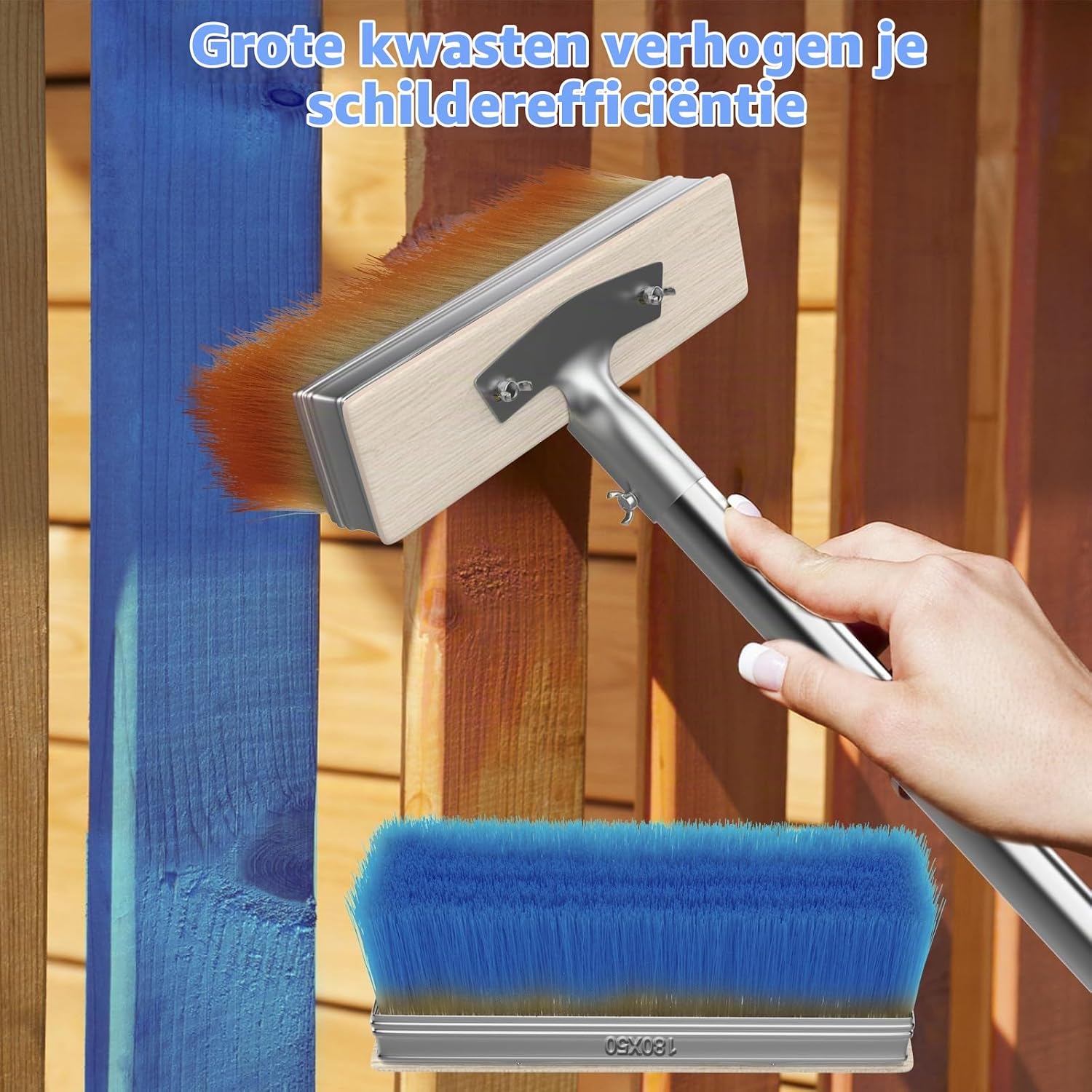 Thumbnail 5 de InemzTal IT-10304934-FBA dekverfkwast met lange steel en 2 opzetborstels