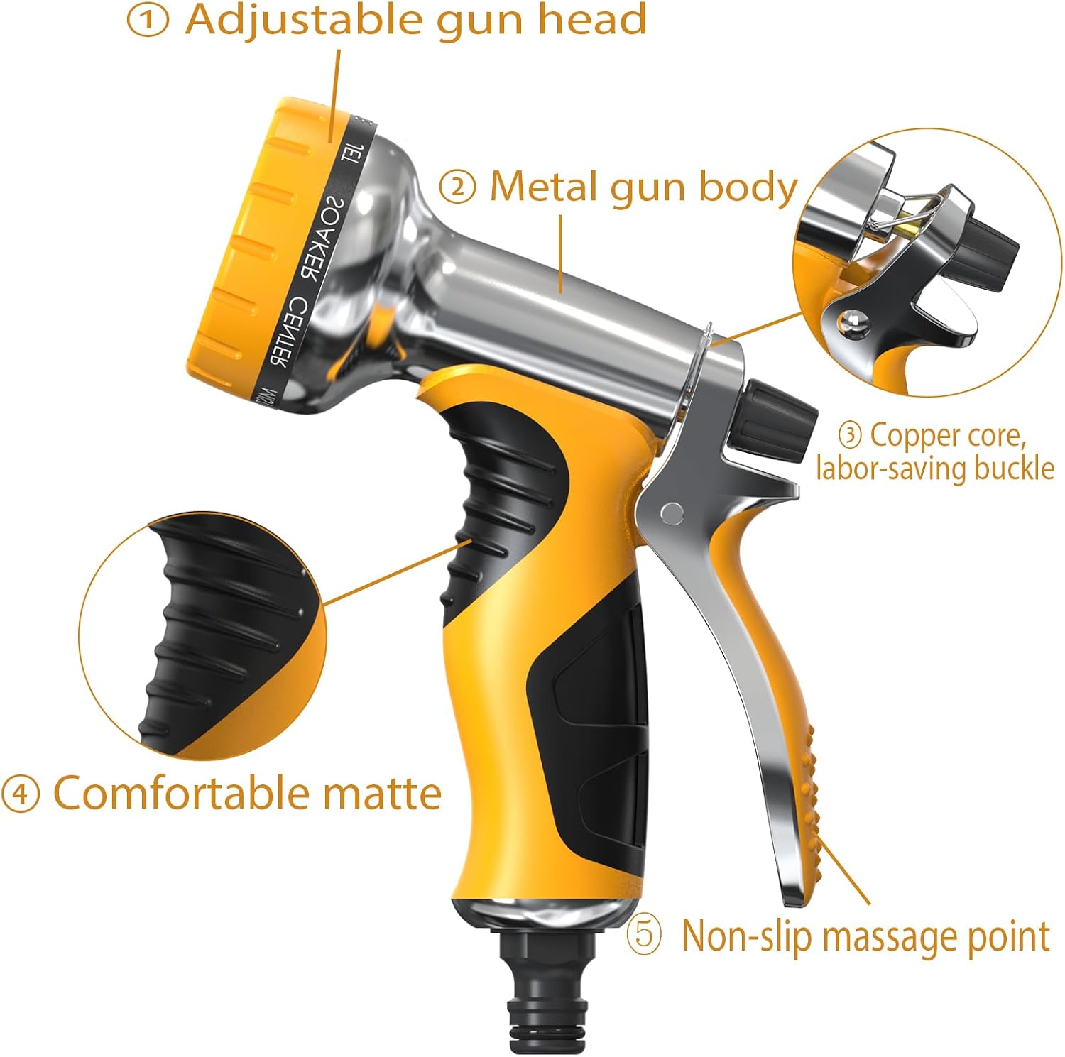 Thumbnail 1 de Hose Pipe Spray Gun with 9 Adjustable Patterns – Upgraded Garden Hose Nozzle (Orange)