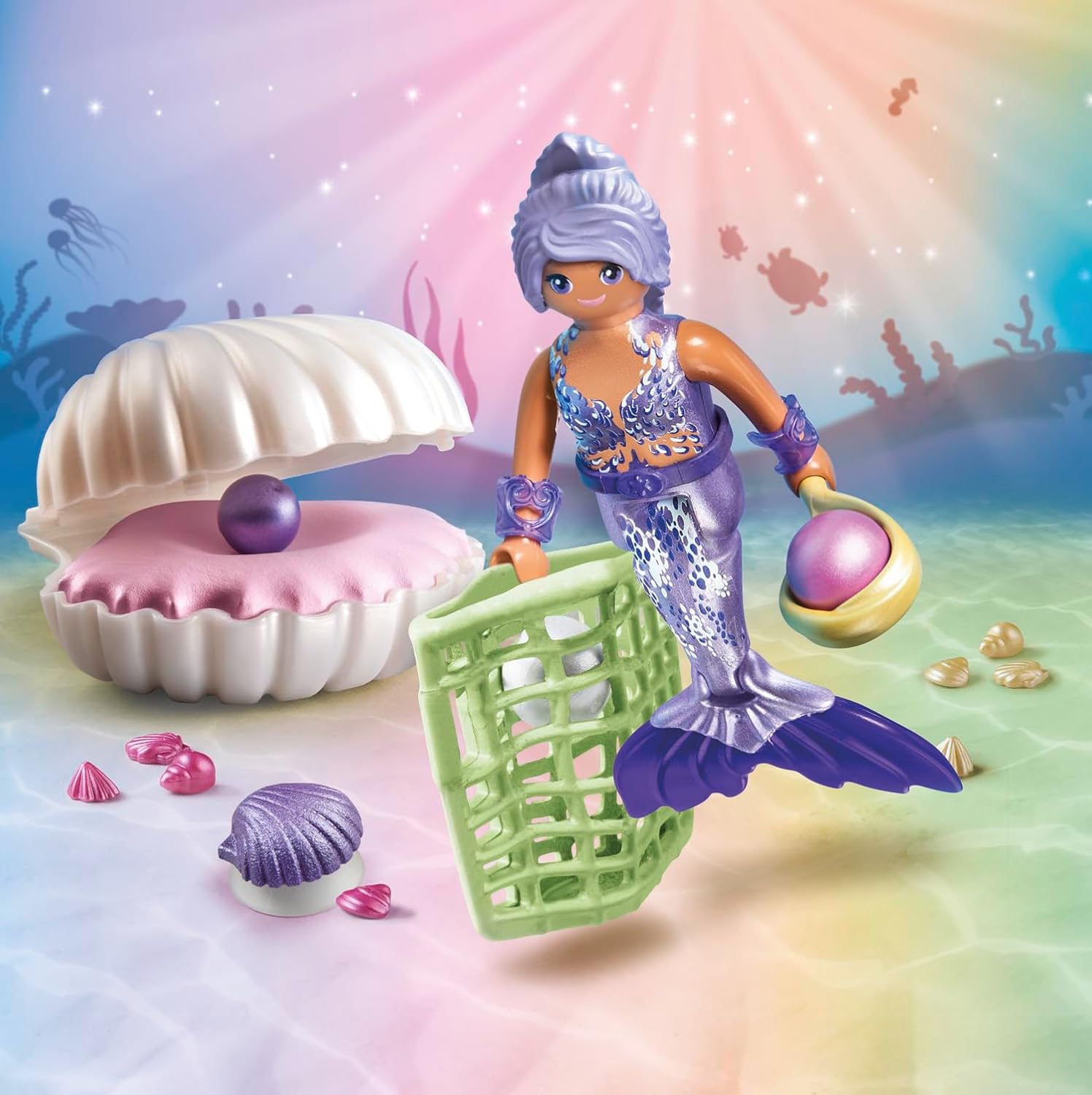 Detalle 2 de PLAYMOBIL Princess Magic 71502 Meerjungfrau mit Perlmuschel – inkl. Muschelschatulle und Dekomuschel
