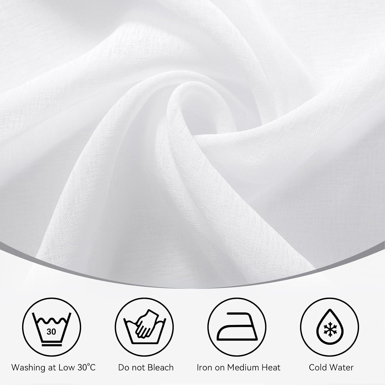 Thumbnail 4 de Softalker Rideaux voilage blanc semi-transparent 140x240 cm (lot de 2) à œillets