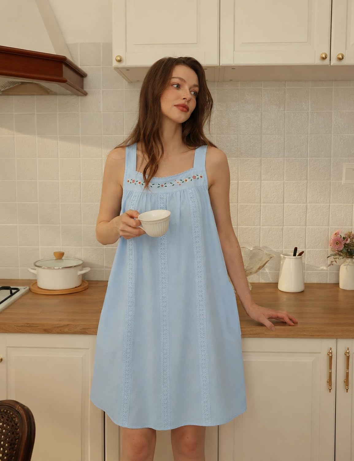 Thumbnail 2 de YOZLY Cotton Sleeveless Nightgown for Women with Pockets