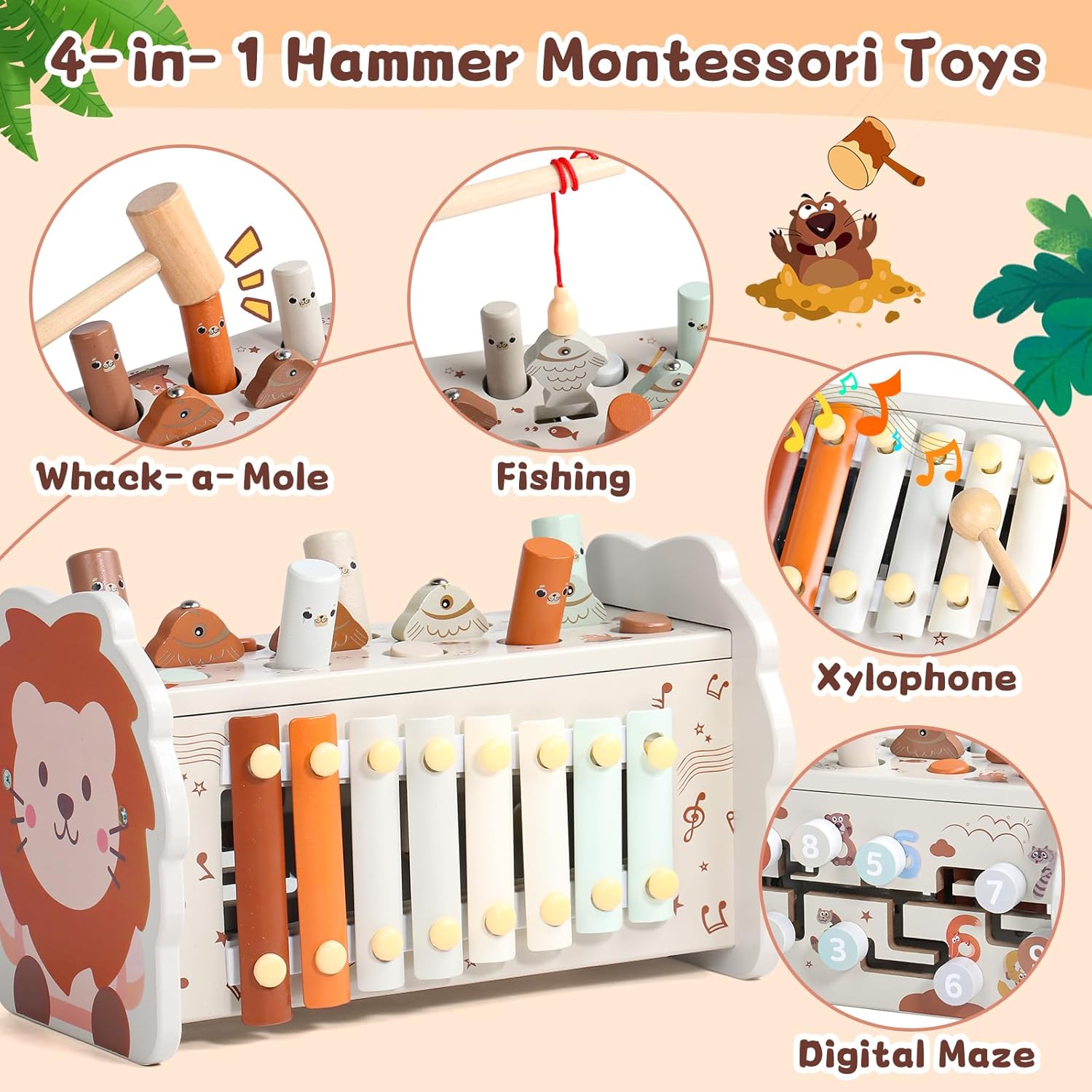 Thumbnail 1 de Montessori 4-in-1 Motorikspielzeug ab 1 Jahr aus Holz