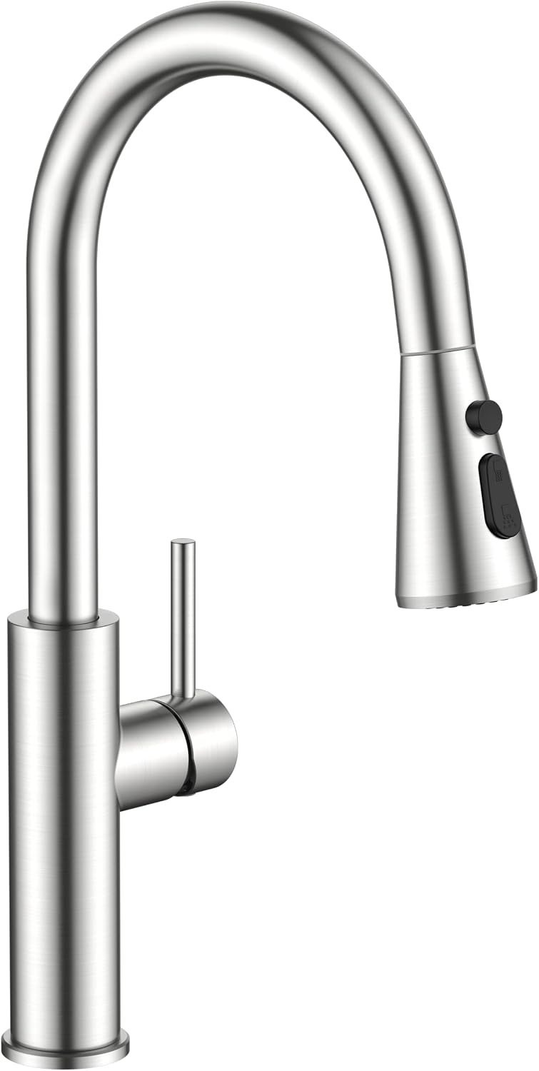 Detalle de FORIOUS FF0096BN Pull-Down Kitchen Faucet, High-Arc, Brushed Nickel