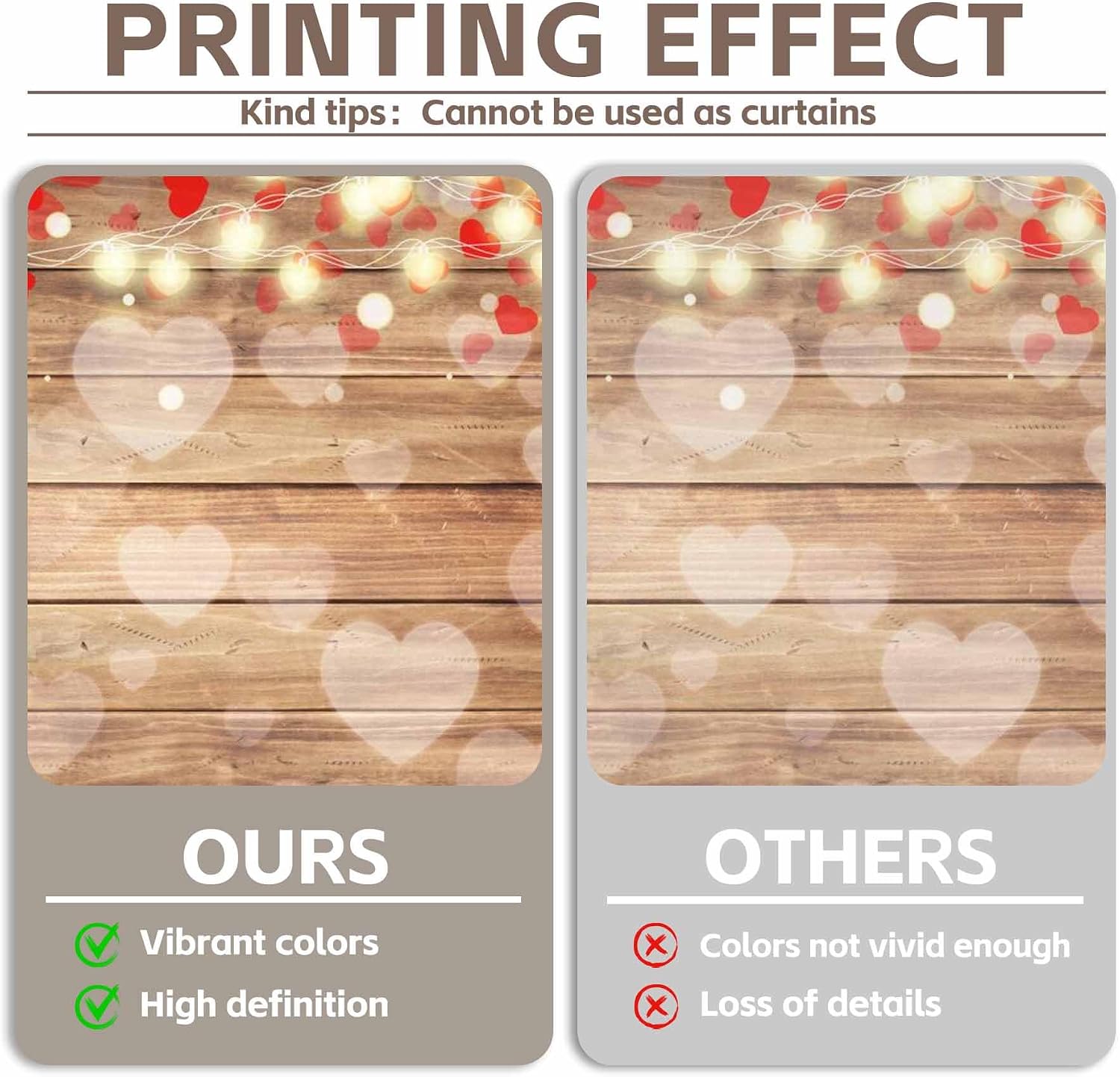 Detalle de Luminora 7x5ft Rustic Wooden Valentine’s Day Fabric Photography Backdrop with Love Heart Balloons & Glitter