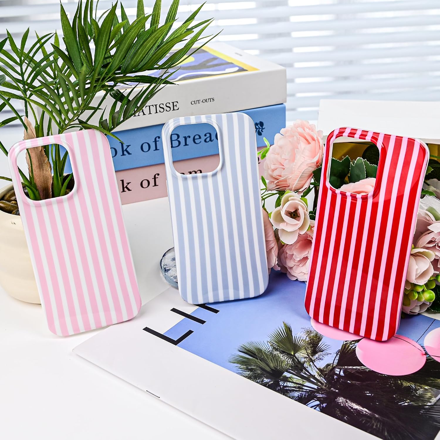 Thumbnail 6 de SleekCover: Pink/Yellow Striped iPhone 15 Pro Case — Soft TPU, Shockproof & Cute