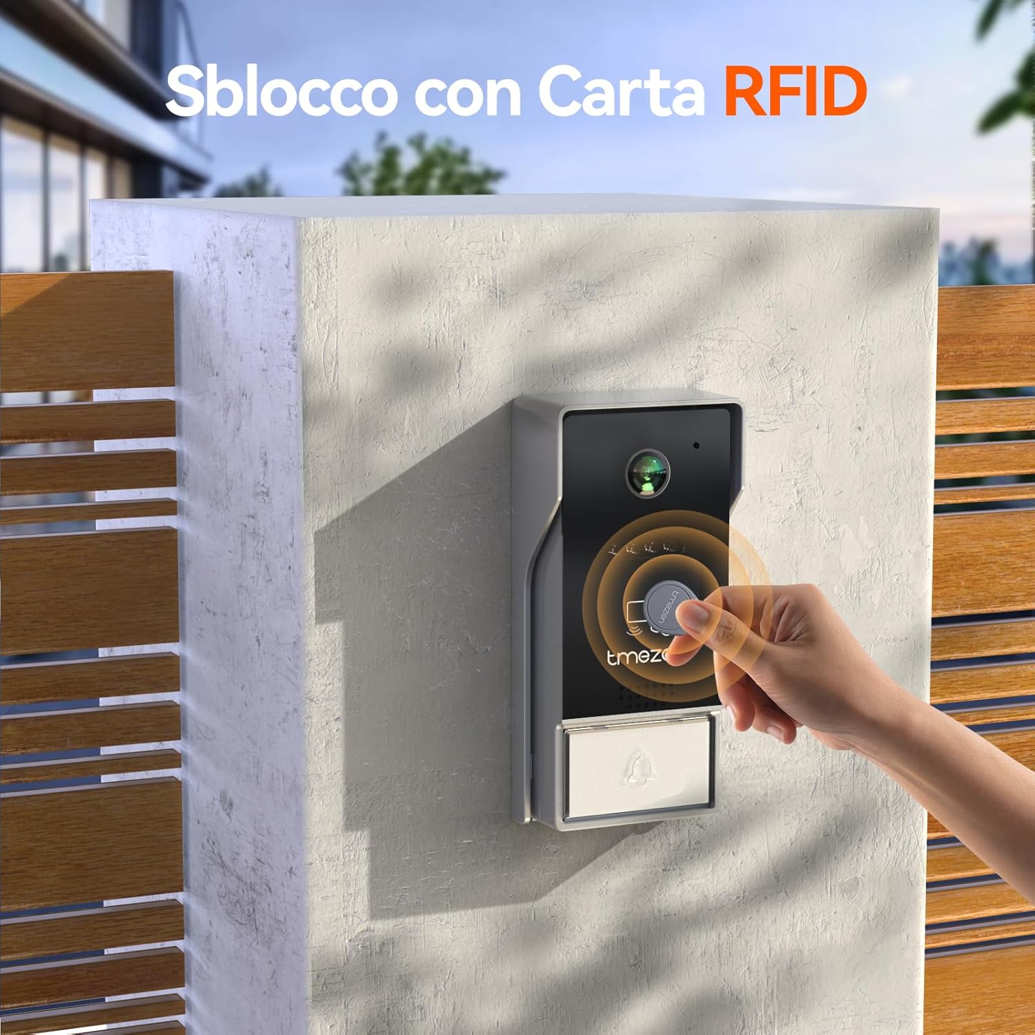 Detalle 2 de TMEZON Y73 Videocitofono Smart WiFi 2 Fili 7" TFT + Campanello IP65 con Telecamera 1080P – RFID, Movimento Umano, Controllo Remoto