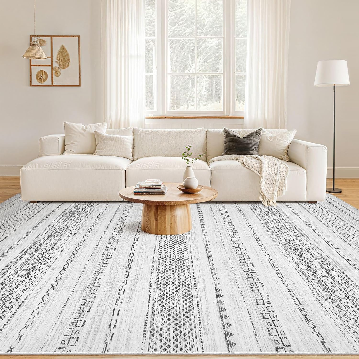 Thumbnail 3 de Nakagishi 9x12 Area Rug: Washable Boho Grey, Non-Slip, Stain-Resistant