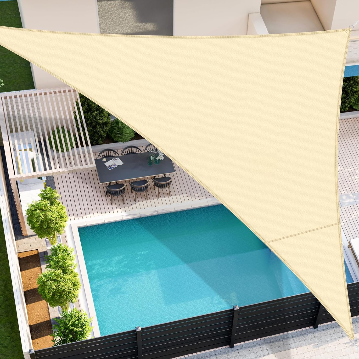 Thumbnail 1 de GLOSKIN Vela Ombreggiante 3×3×3 m Beige, telo esterno antivento e protezione UV