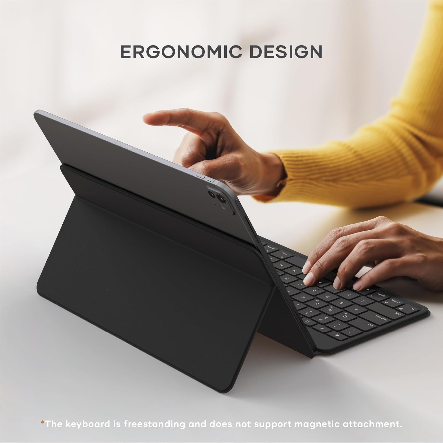 Detalle de Satechi OntheGo™ Tastiera Wireless Bluetooth QWERTY US con supporto regolabile (fino a 3 dispositivi) – Nero