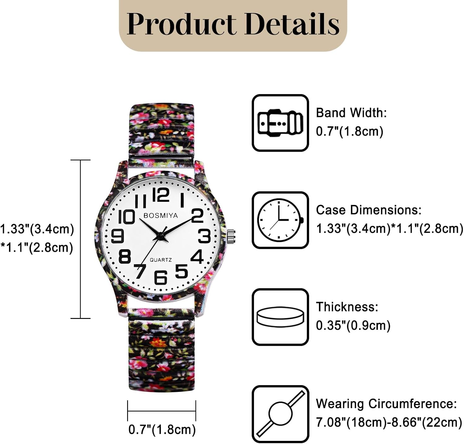 Thumbnail 4 de JewelryWe Damenuhr aus Edelstahl mit elastischem Stretchband – Vintage Boho Analog Quarz