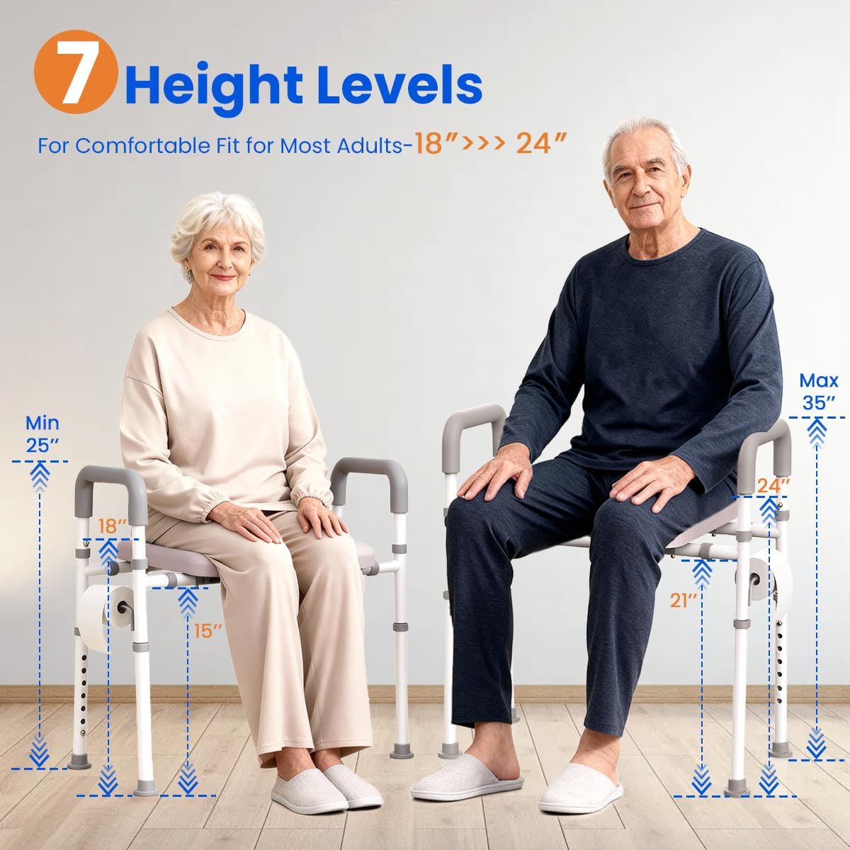 Thumbnail 1 de Agrish Raised Toilet Seat with Handles – Adjustable Height & Width, Padded Comfort for Safer Toileting