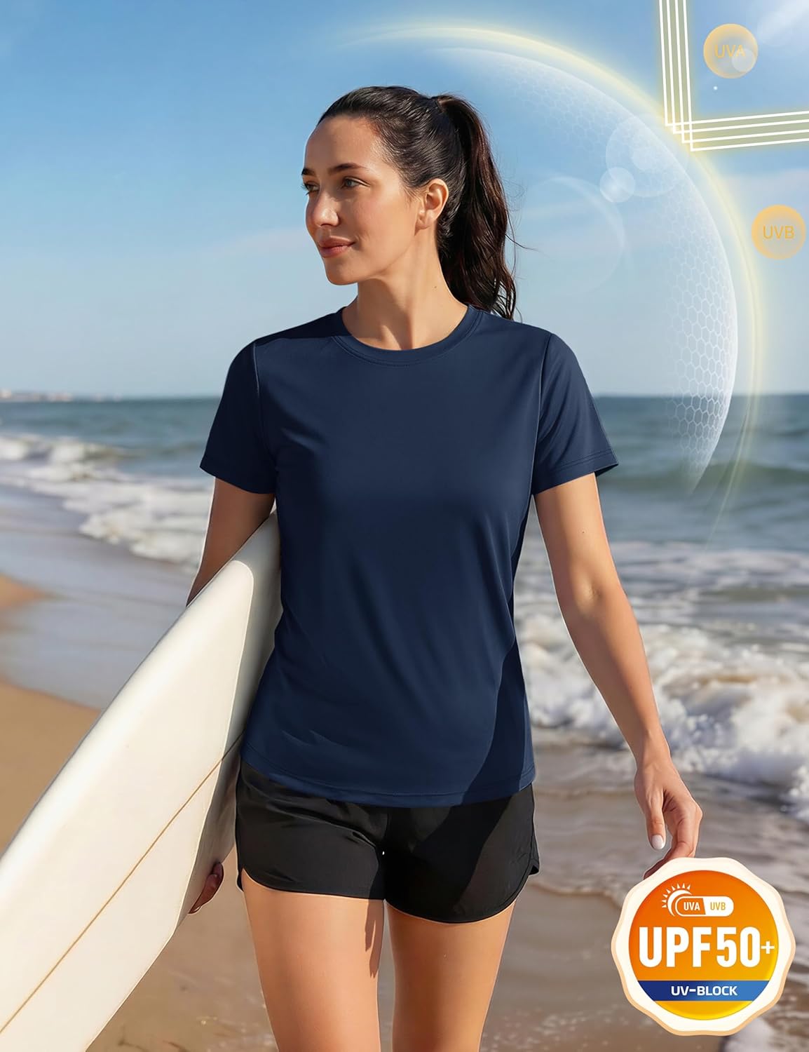 Detalle 2 de TACVASEN women’s short-sleeve quick-dry UV protection T-shirt (UPF 50+)