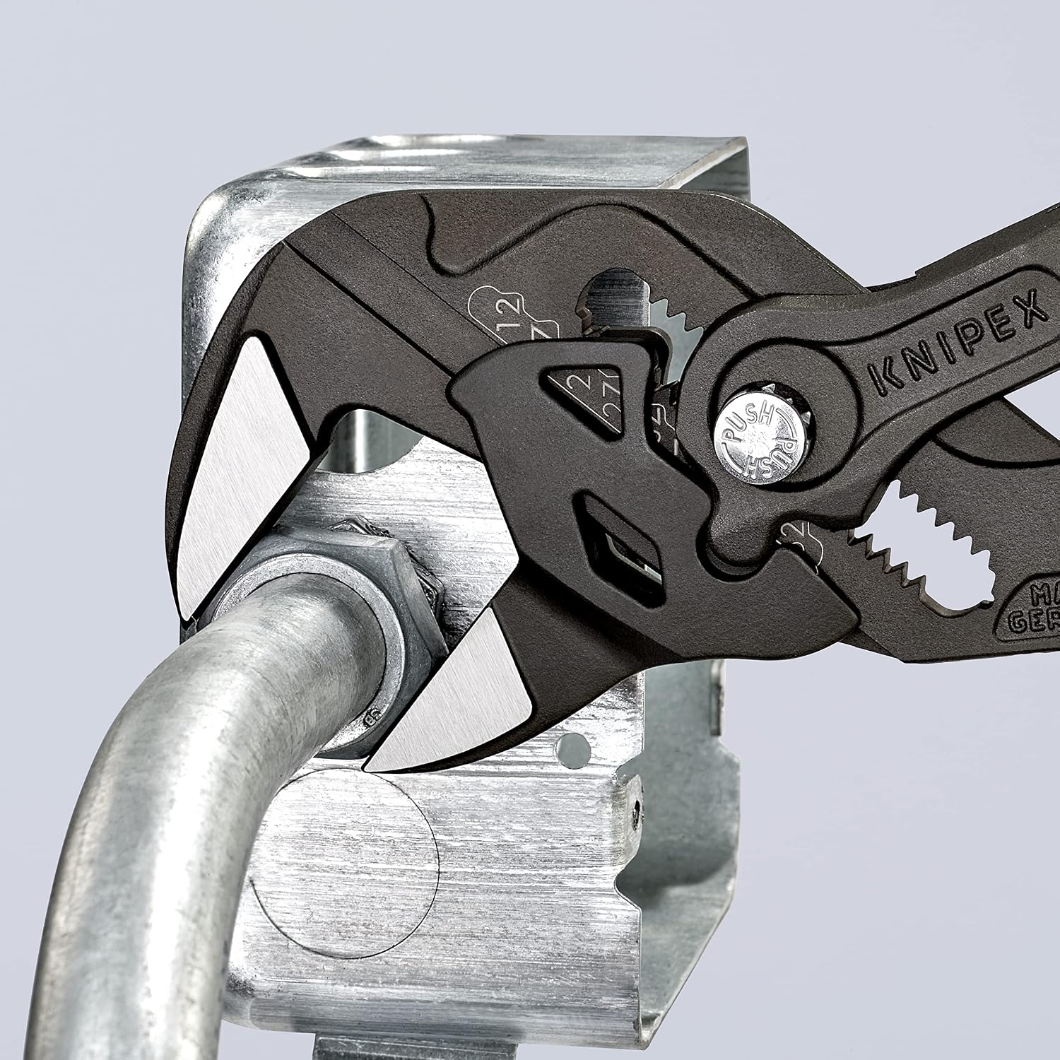 Detalle de KNIPEX 8601-250SB プライヤーレンチ 亜鉛合金メッキ・ナット開口範囲52mm