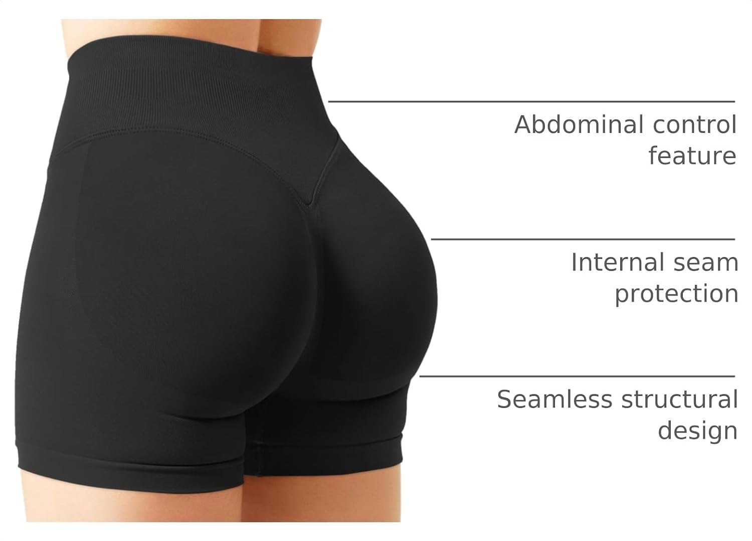Detalle 2 de Women Workout Impact Shorts 4.5 Scrunch Butt Lifting Tummy Control Gym Shorts