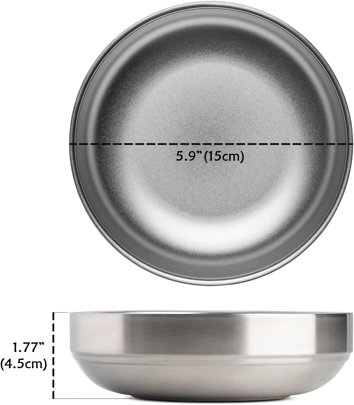 Detalle 2 de Breiter flacher Katzennapf aus Edelstahl (SUS304), 15 cm x 15 cm x 4,5 cm – schnurrhaarfreundlich