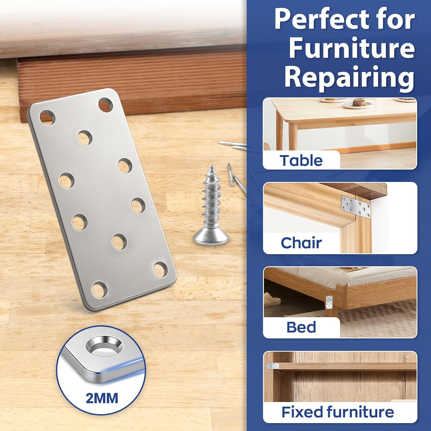 Thumbnail 4 de Xyxu Flat Brackets for Wood 100x40mm