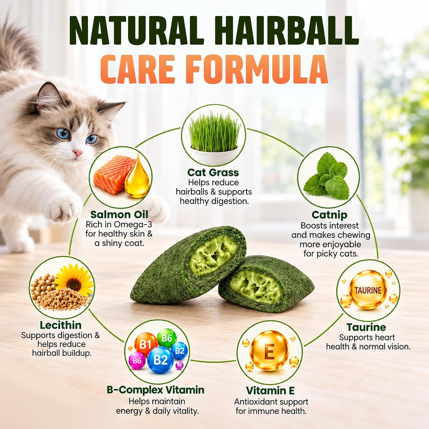 Detalle de Cat Grass Chews for Cats, 500 Chews