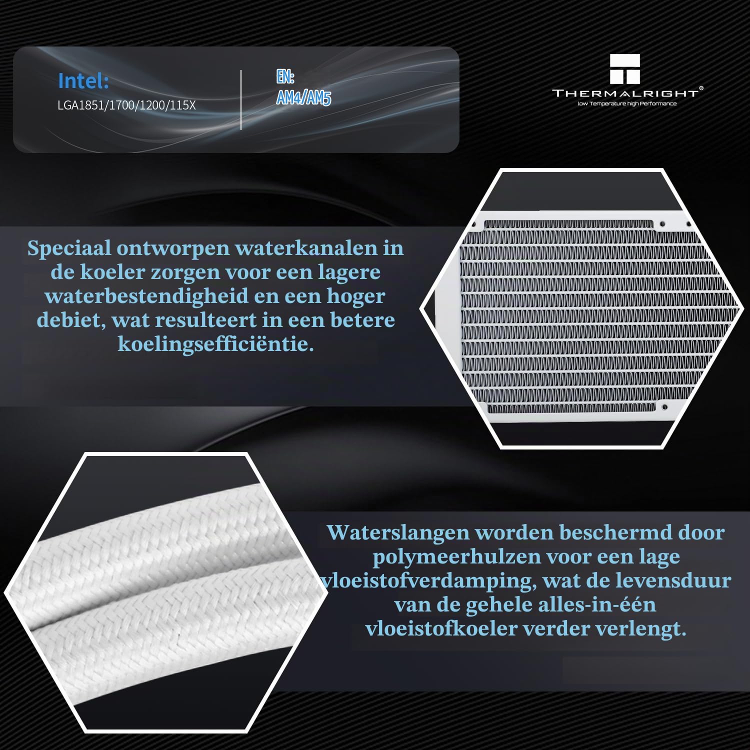 Detalle 2 de Thermalright AE360 White V3 360-mm AIO-waterkoeler met 3 ARGB PWM-ventilatoren