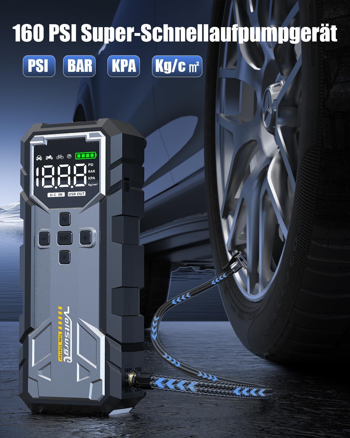 Thumbnail 6 de 7000A Starthilfe Powerbank mit Kompressor: 4-in-1 Begleiter für Auto, Bike und mehr