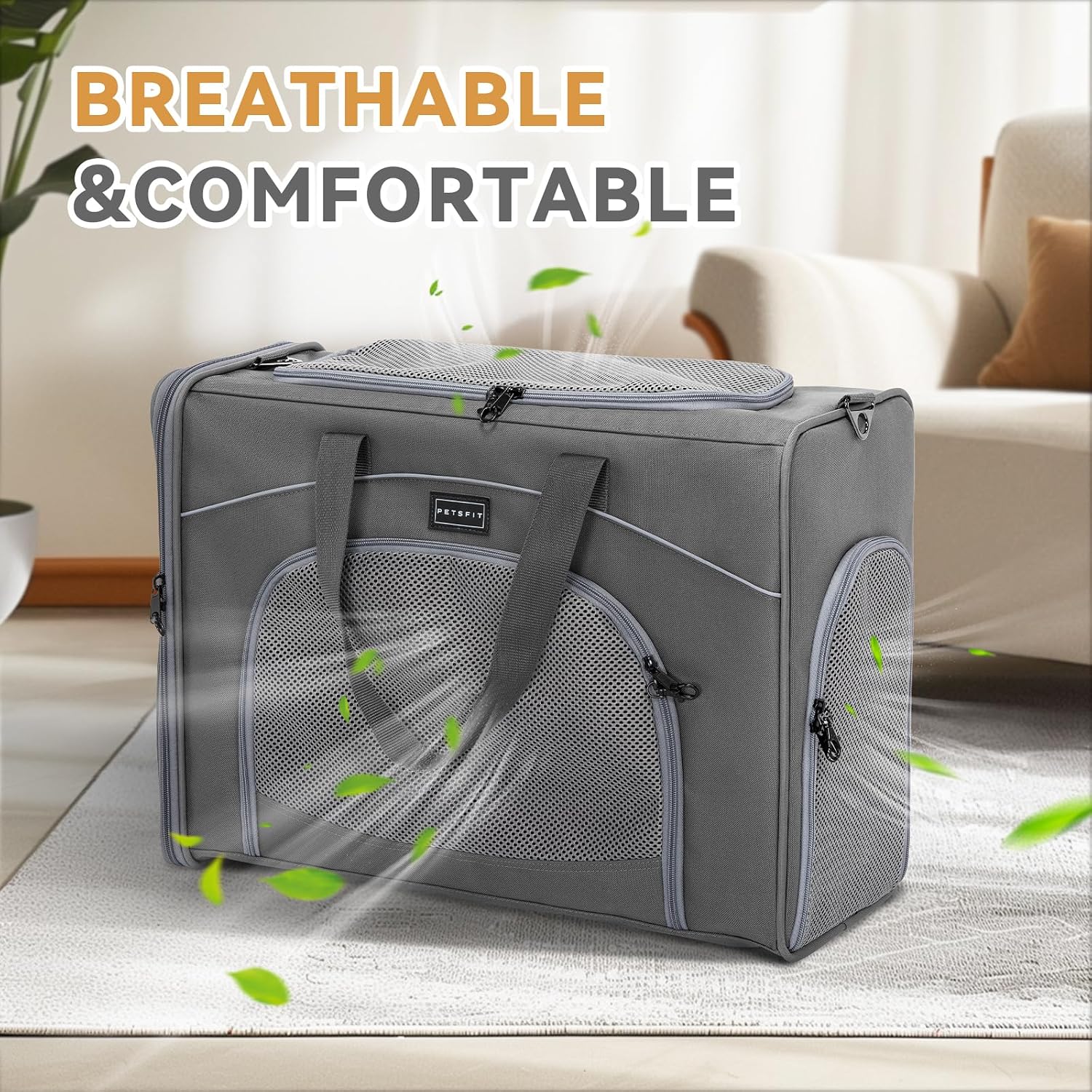 Detalle de Petsfit Hundetasche für Flugzeug & Reise 55x40x23 (bis 13 kg) – Transporttasche für Auto, Bahn und Flug