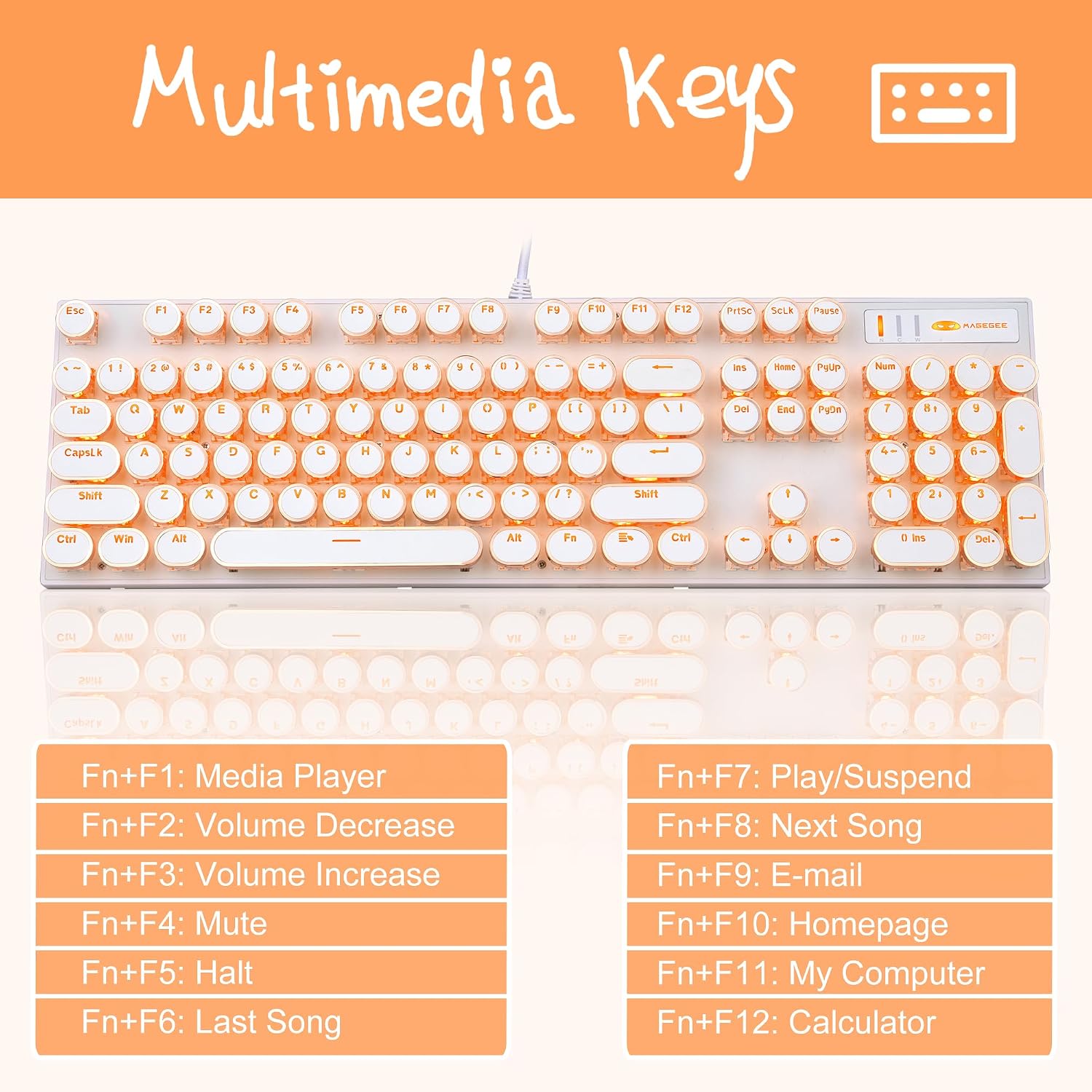 Detalle de Camiysn MK-STORM Typewriter-Style Mechanical Keyboard, 104-Key, Blue Switches