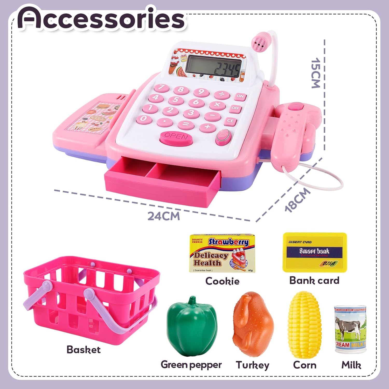 Detalle de HYAKIDS Pretend Play Till Cash Register with Scanner – Imaginative Shopping Till for Kids