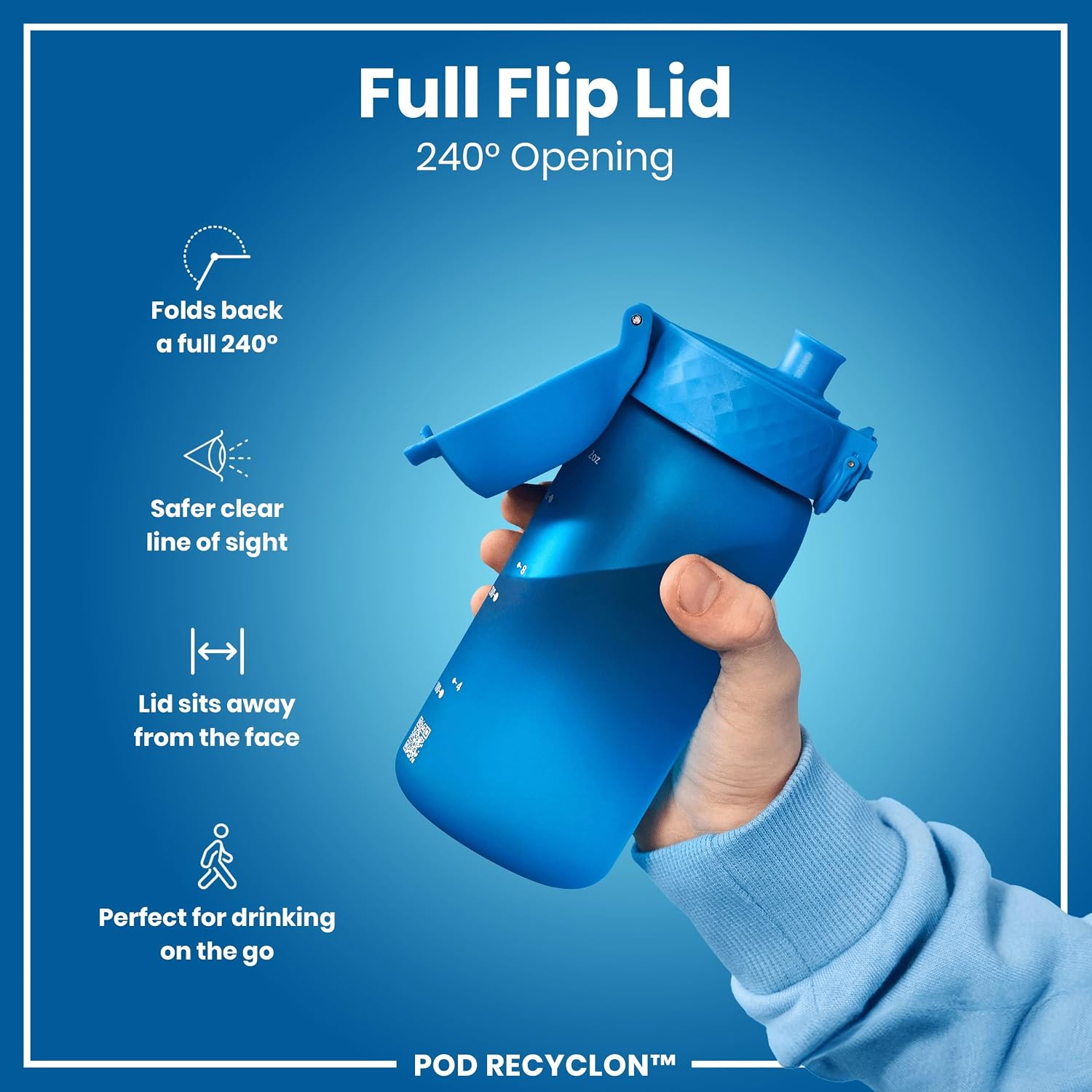 Thumbnail 3 de Ion8 Kids Water Bottle 350 ml – Leak‑proof, easy to open and dishwasher safe (Blue)