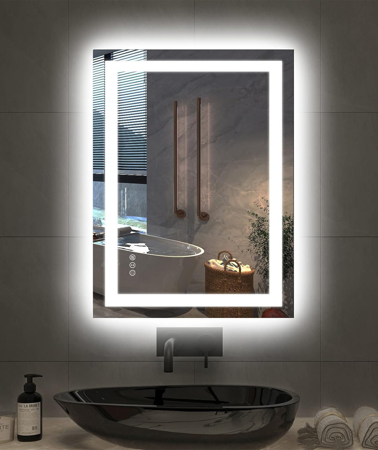 Detalle de Amorho 24" x 32" LED Bathroom Mirror — Dimmable Vanity