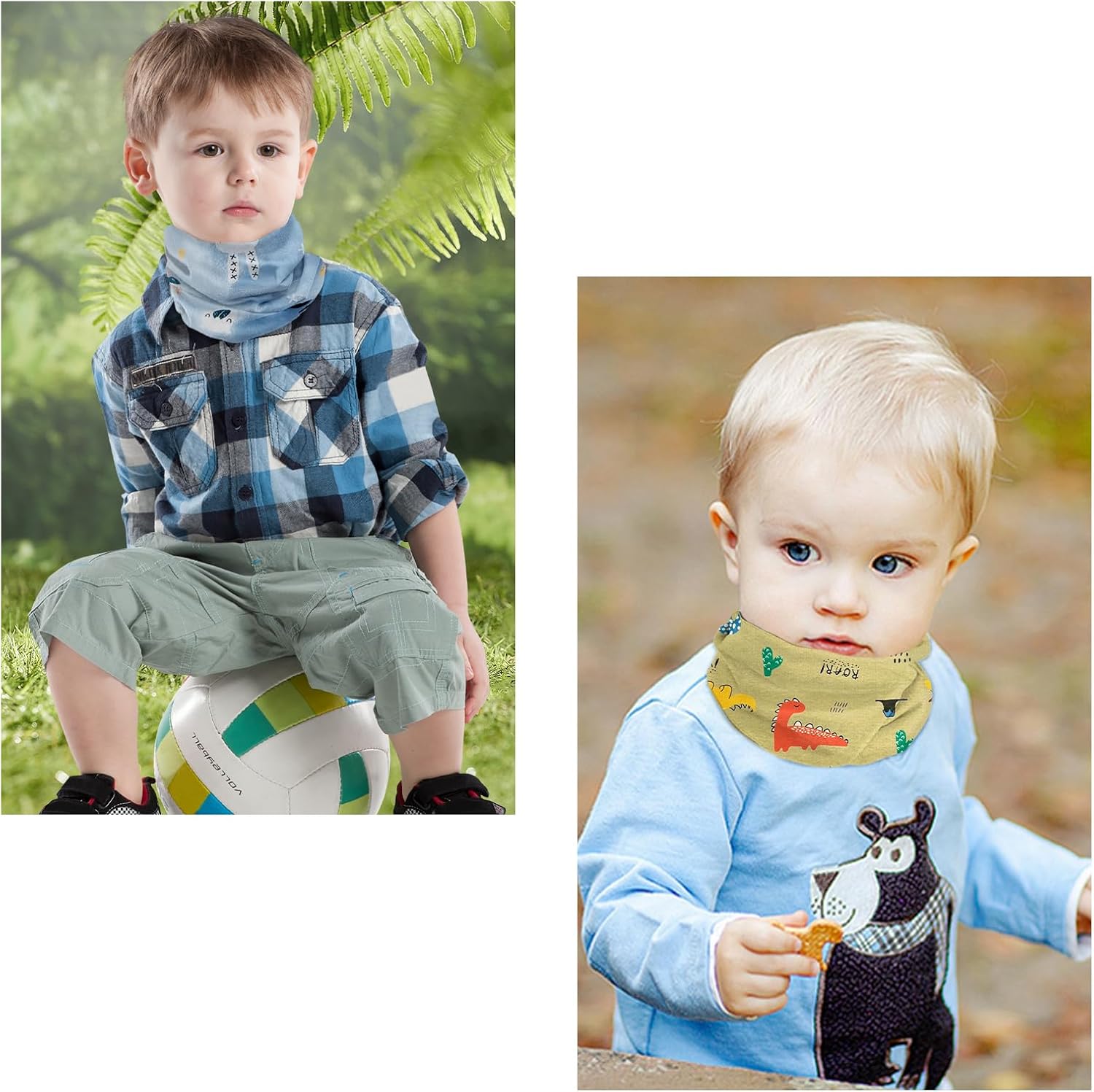 Detalle de ZYUPHY Loop Schal Kinder – Schlauchschal aus Bio-Baumwolle (95%) mit Cartoon-Design, 4er-Set