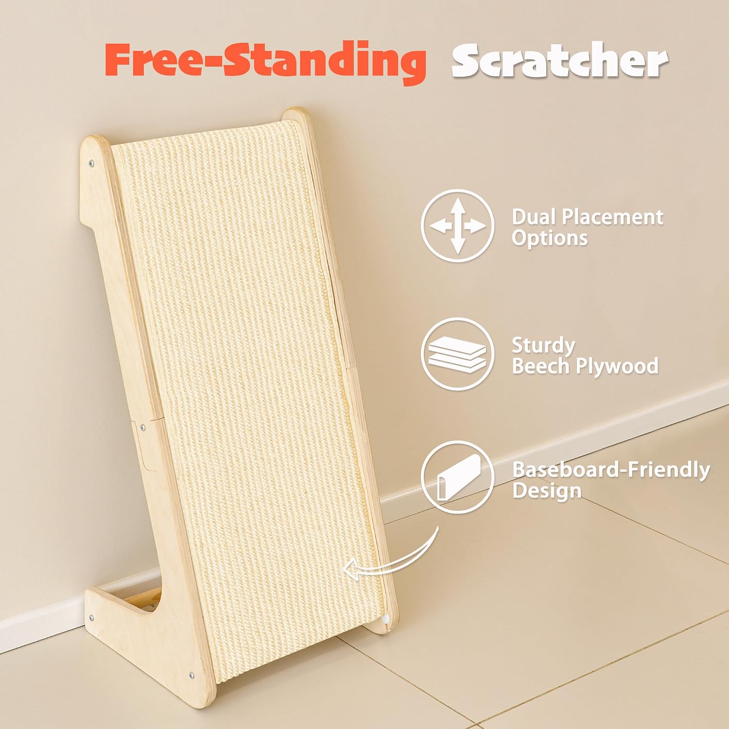 Thumbnail 5 de PETKARAY L-Shaped Sisal Cat Scratcher 64 cm