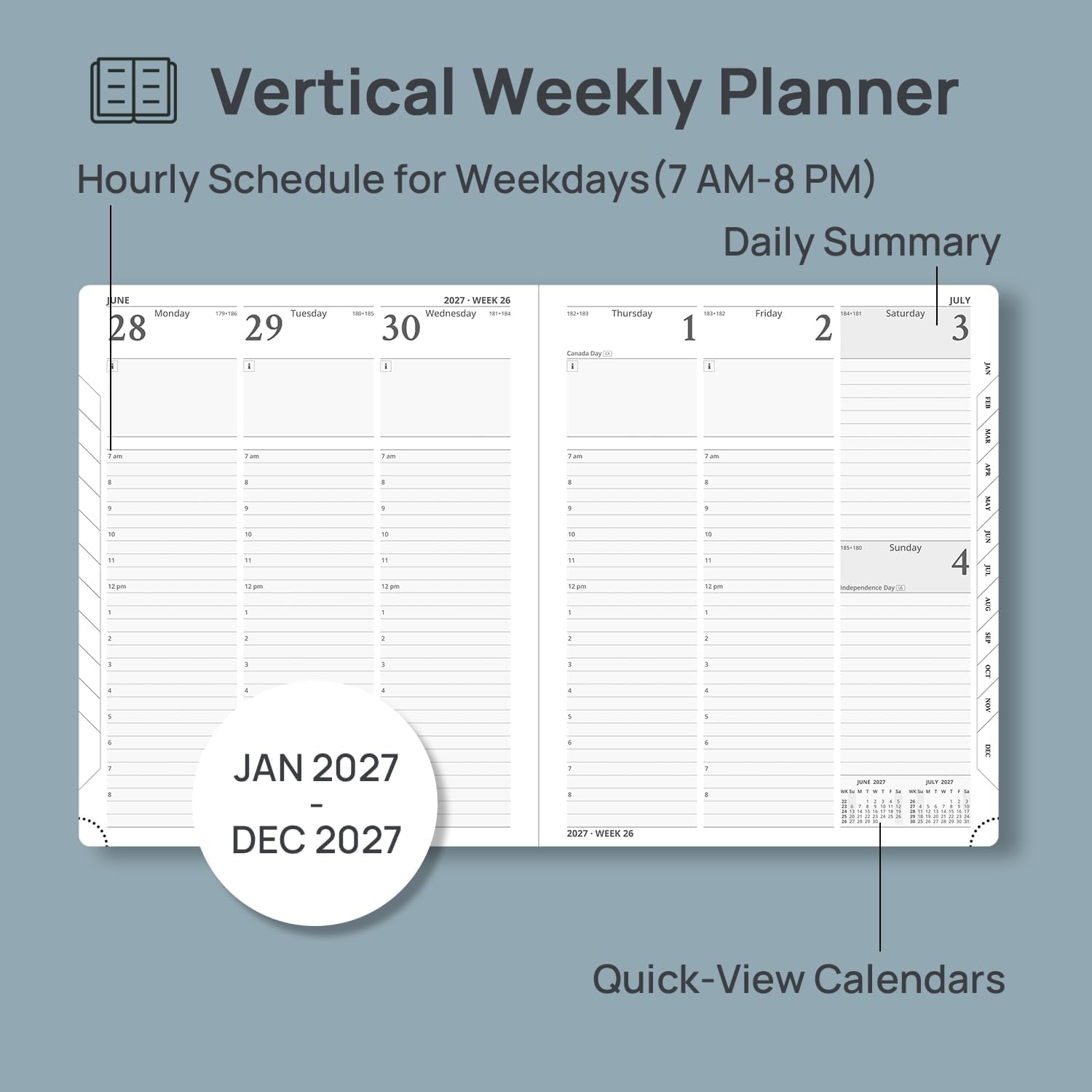 Detalle de POPRUN 2027 Planner, 8.5" x 10.5" Weekly and Monthly Appointment Book