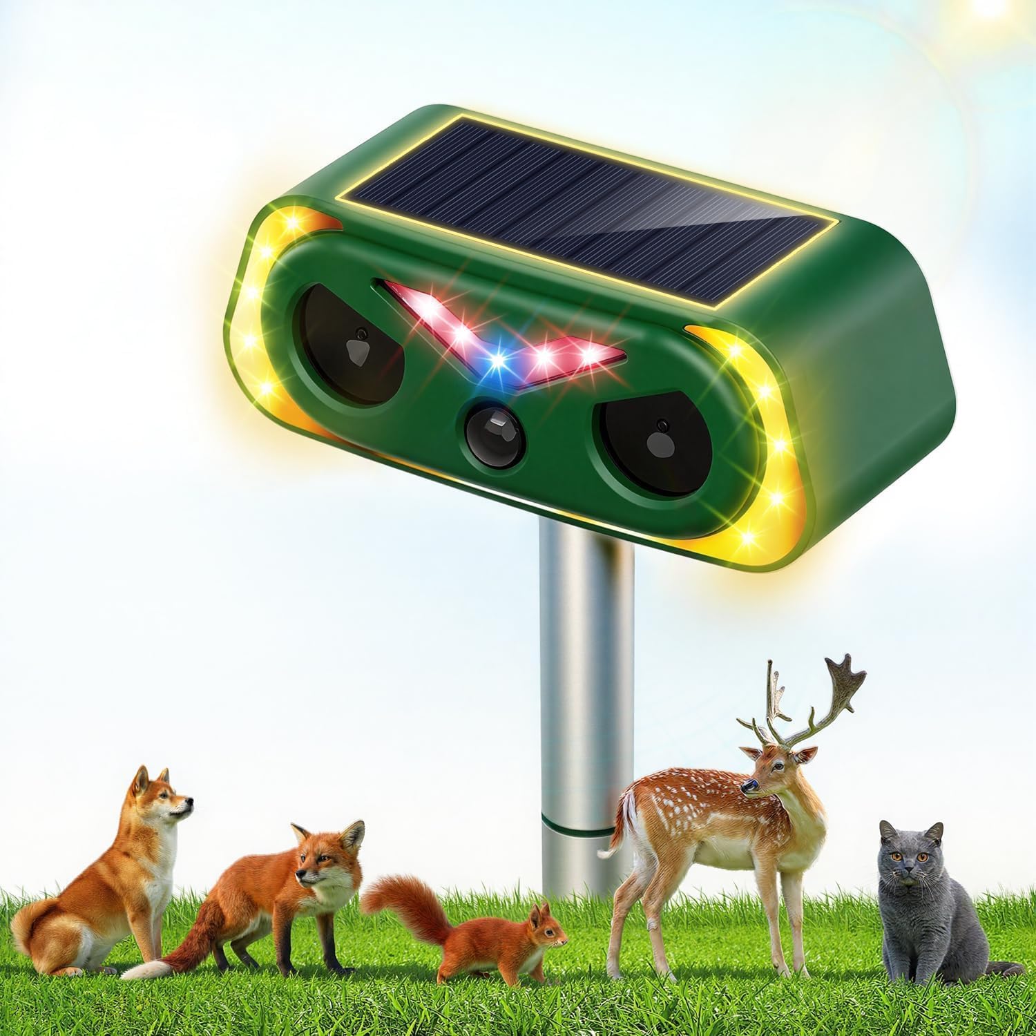 Imagen de Ultrasonic Cat Repellent for Gardens – IP65 Waterproof, Solar-Powered Outdoor Deterrent en OfertitasTOP