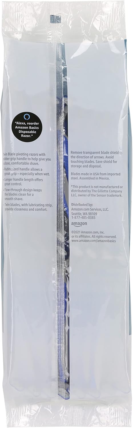 Thumbnail 1 de Amazon Basics Twin Blade Pivoting Disposable Razors (Rubber Grip) — 32 Count, 1-Pack