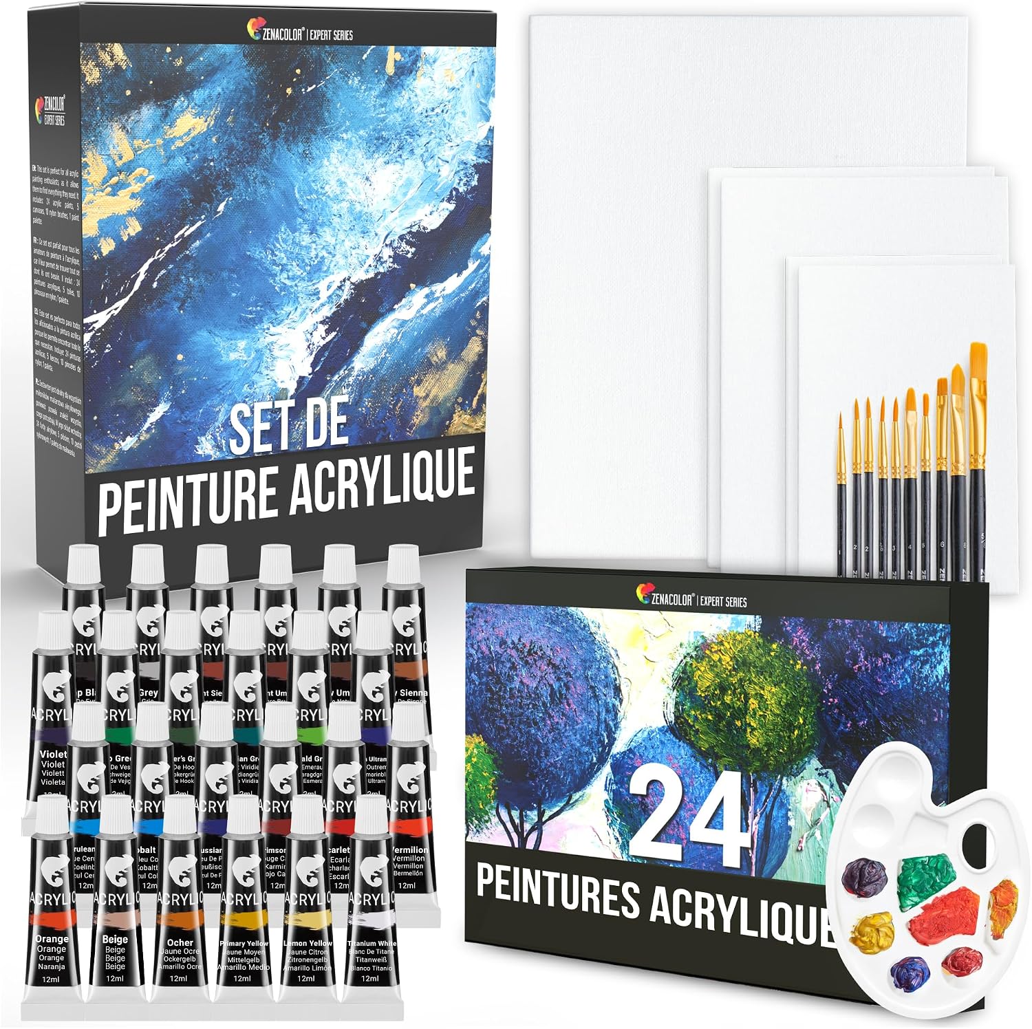 Detalle de Zenacolor Kit peinture acrylique 24x12ml 🎨