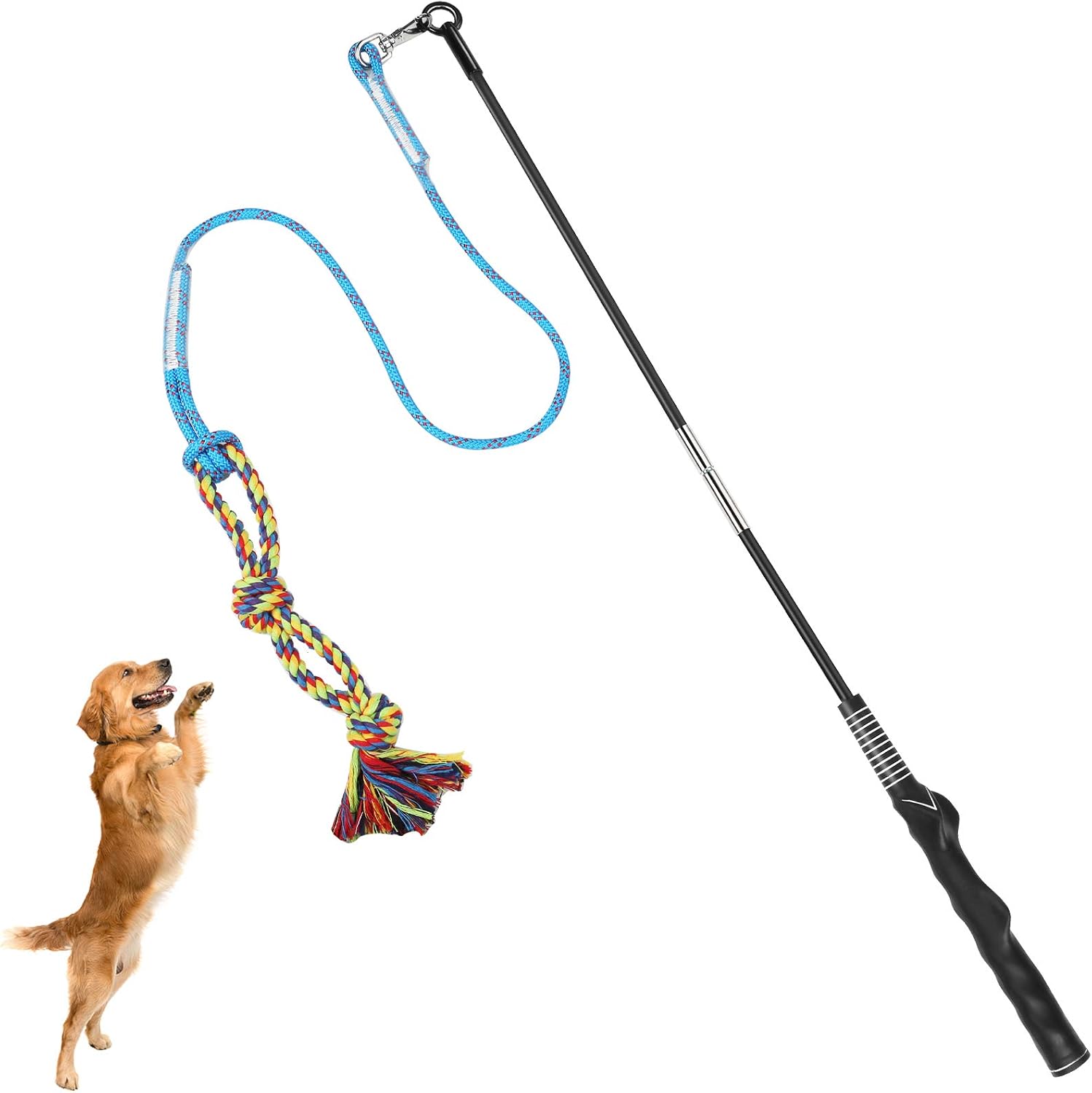 Detalle de DIBBATU 002 Flirt Pole for Dogs with Stainless Steel Pole and Rope Toys